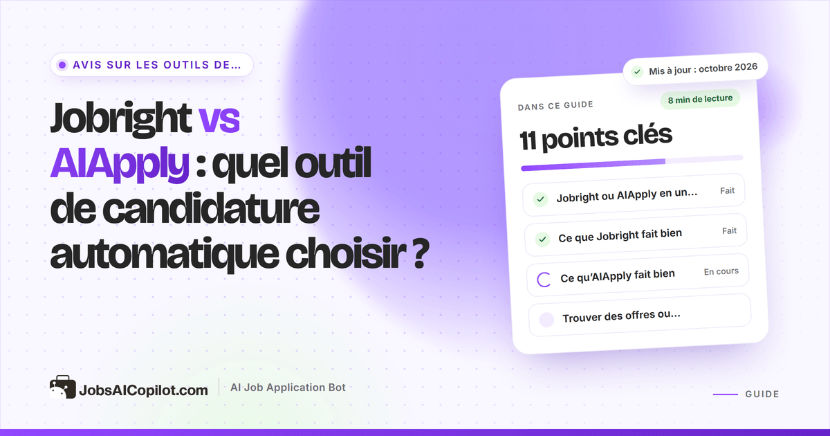 Comparatif Jobright vs AIApply : suggestions d’offres, remplissage automatique, outils de CV et tarifs