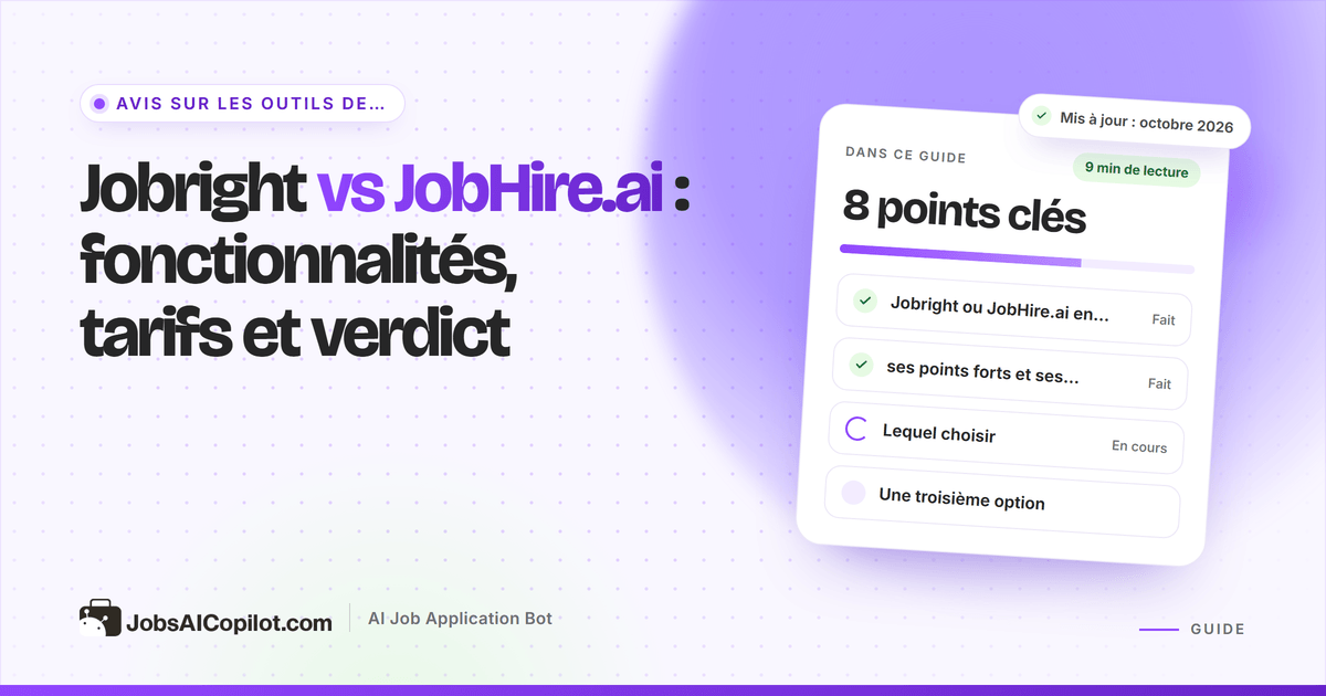 Comparatif Jobright vs JobHire.ai : fonctionnalités, tarifs et conditions de remboursement