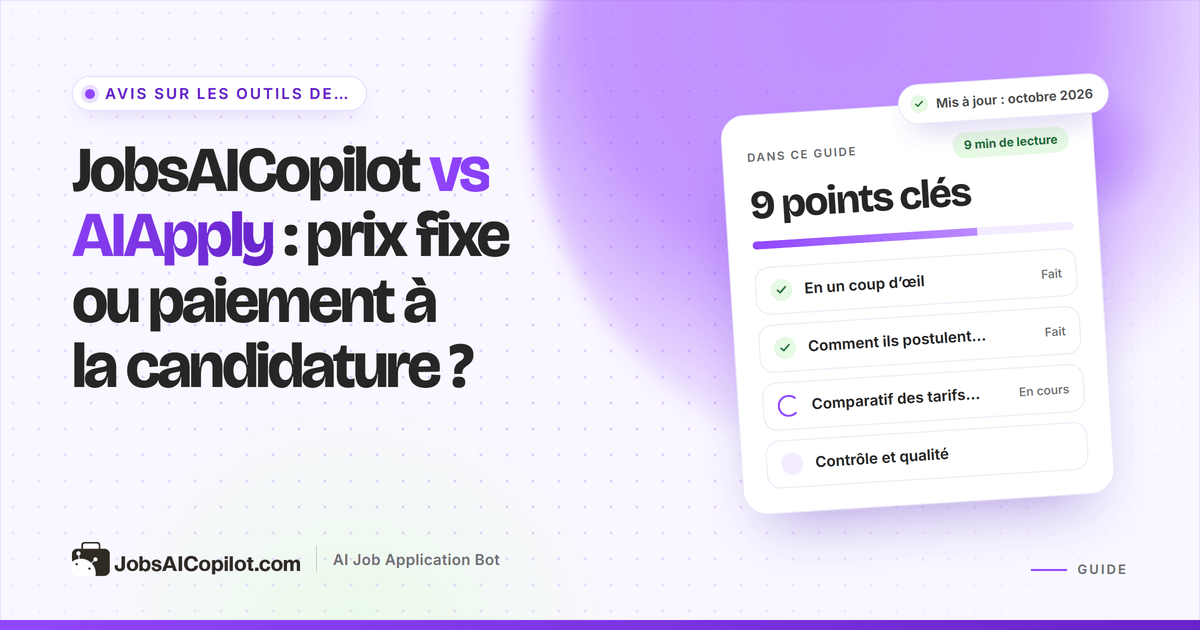 Comparatif JobsAICopilot vs AIApply : un prix hebdomadaire fixe face à des crédits payés à la candidature