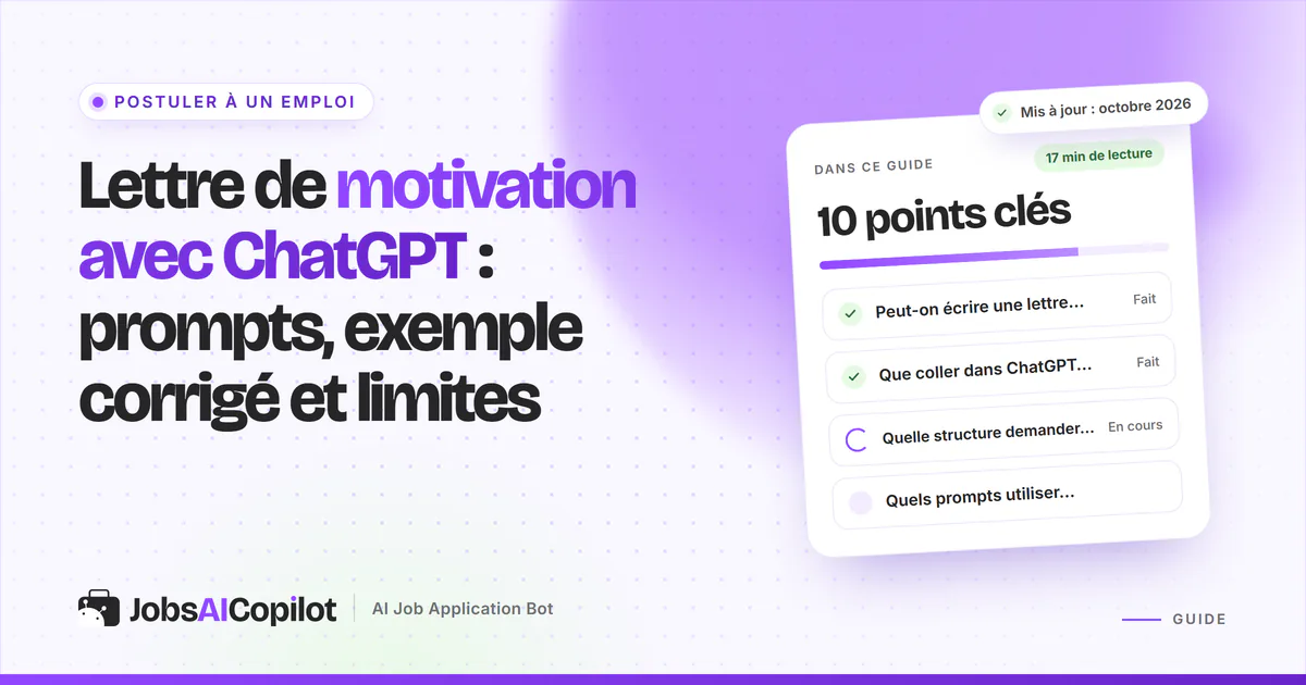 Lettre de motivation ChatGPT : un brouillon dont les formules toutes faites sont barrées, sur une couverture violette