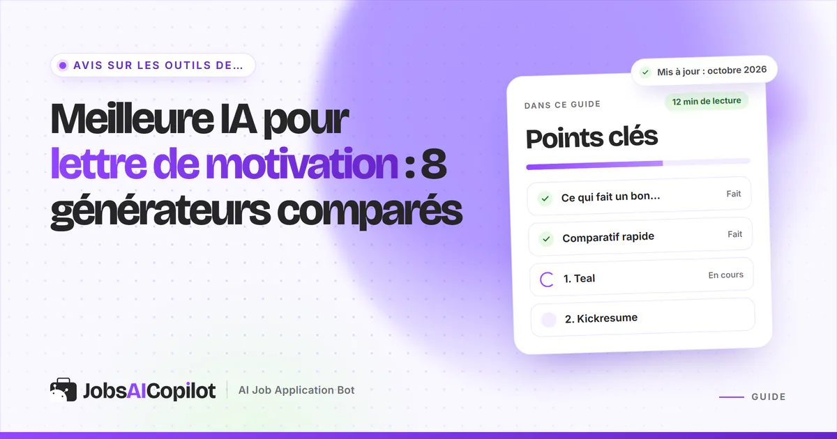 Huit générateurs de lettre de motivation IA comparés selon l’offre gratuite, le prix et l’adaptation à la fiche de poste