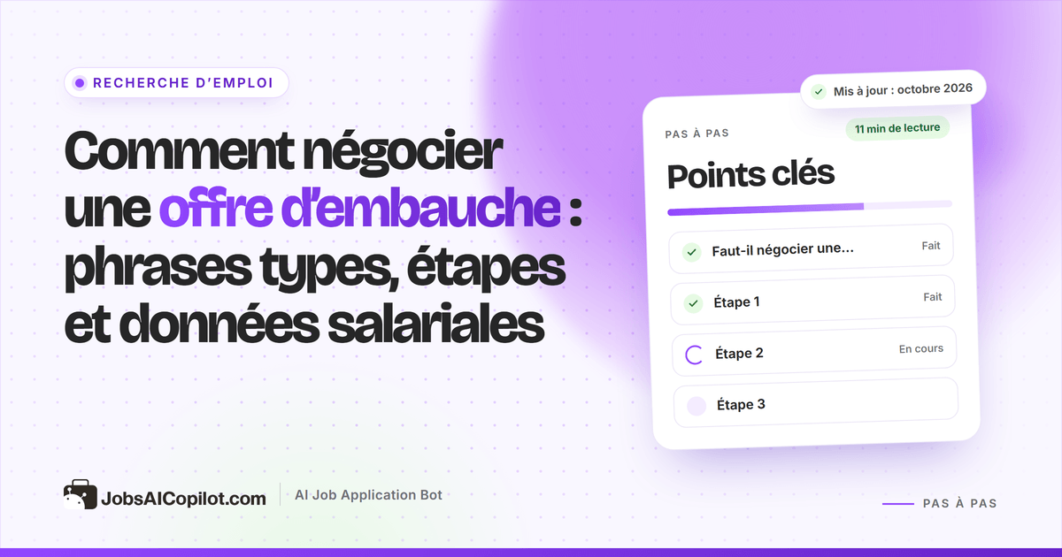 Candidat lisant une proposition d’embauche écrite et préparant une contre-proposition salariale avec des données du marché