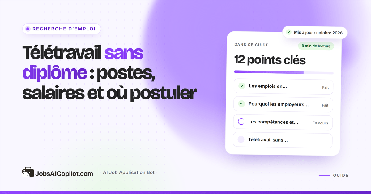Emplois en télétravail accessibles sans diplôme : postes, salaires et compétences à mettre en avant