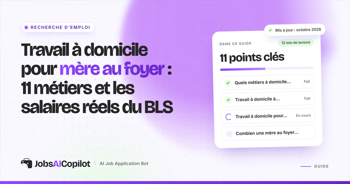 Travail à domicile pour mère au foyer : ordinateur portable et carnet sur une table de cuisine, visuel JobsAICopilot