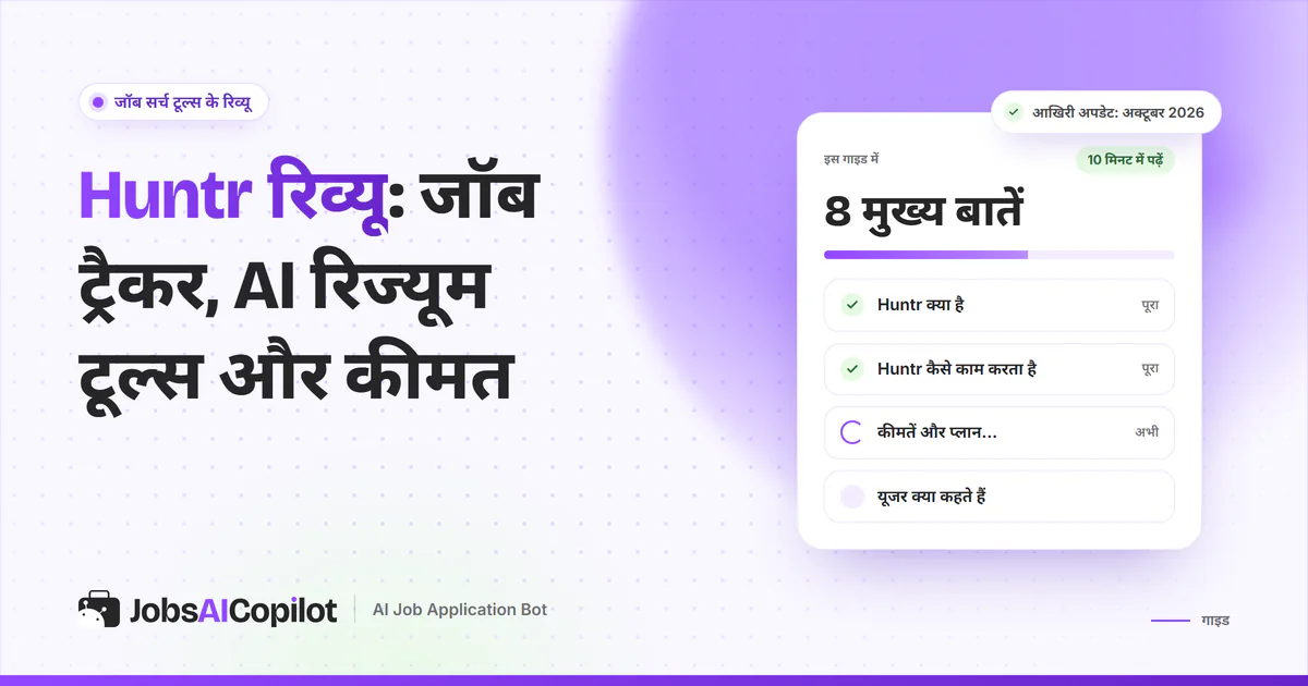 Huntr रिव्यू का कवर: Huntr क्या है, कैसे काम करता है, अक्टूबर 2026 की कीमत और यूजर्स की राय
