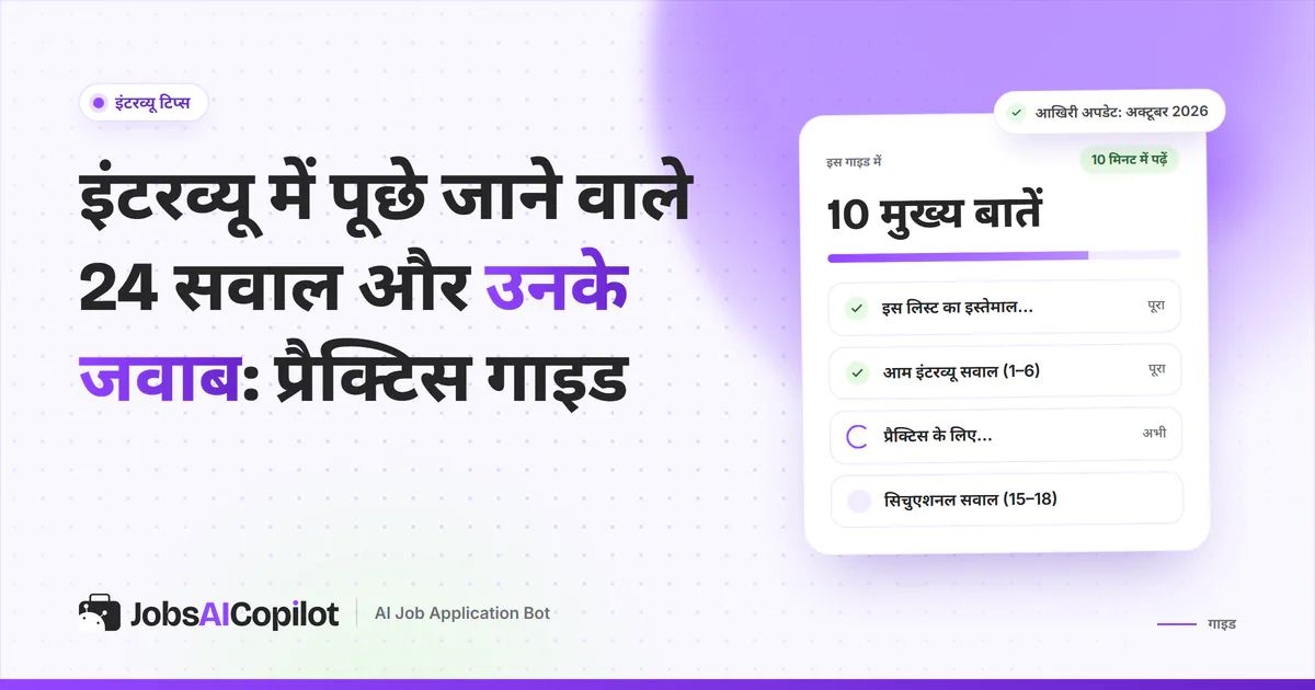 इंटरव्यू के 24 सवालों का कवर: लिस्ट कैसे इस्तेमाल करें, आम सवाल और बिहेवियरल व सिचुएशनल सवालों की चेकलिस्ट