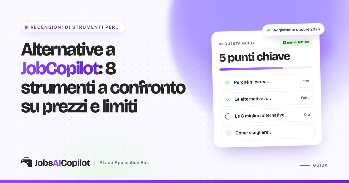 Alternative a JobCopilot 2026: otto strumenti di candidatura automatica a confronto su prezzi, limiti e piani gratuiti