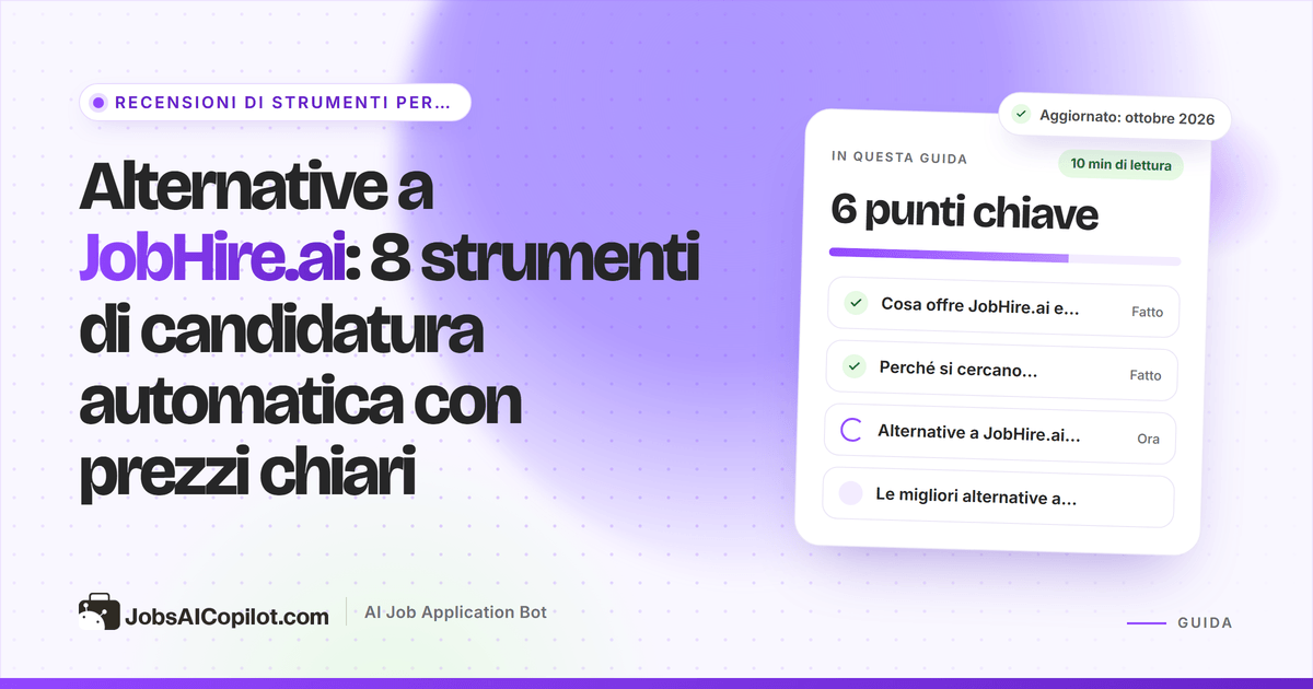 Alternative a JobHire.ai a confronto per prezzi, rimborsi e limiti di candidatura automatica