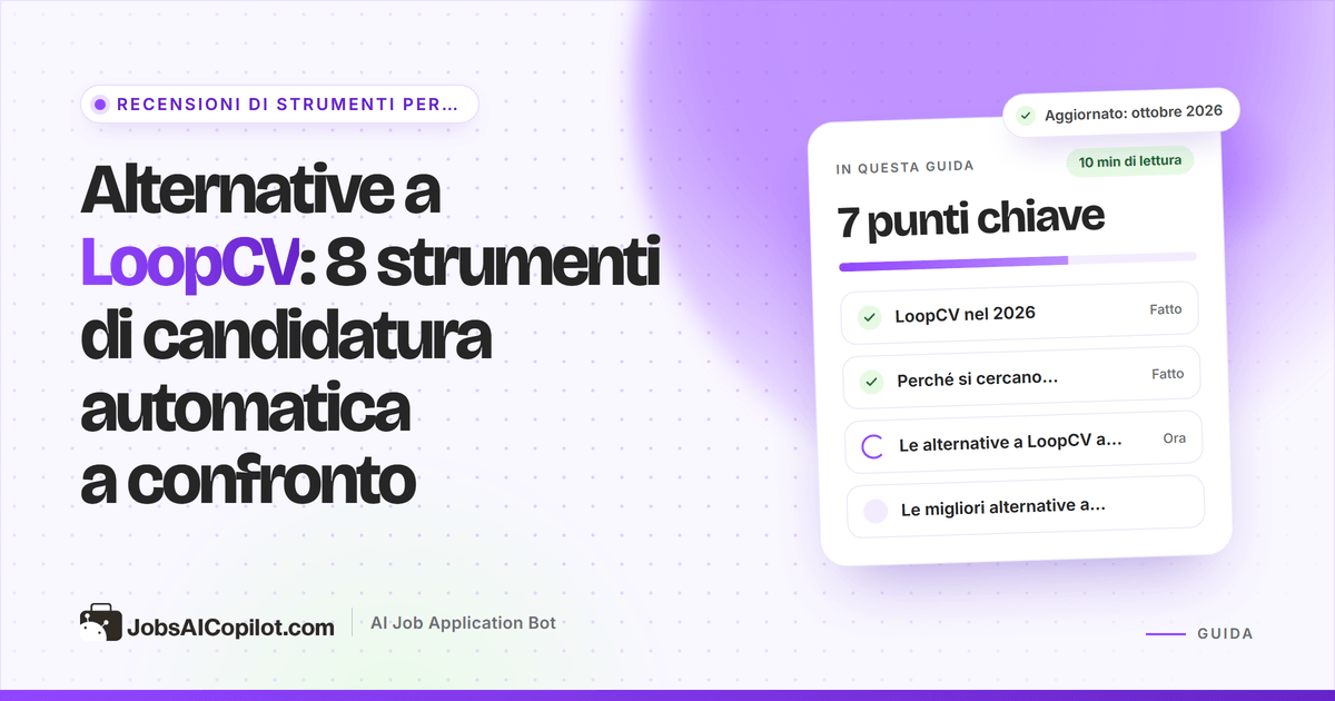 Alternative a LoopCV a confronto per prezzo, quote di candidature e controlli di approvazione