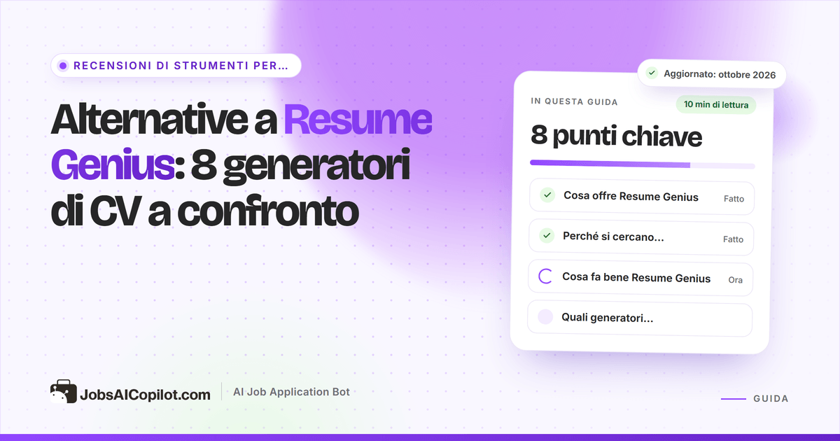 Alternative a Resume Genius: generatori di CV gratuiti e a pagamento confrontati per prezzo e download