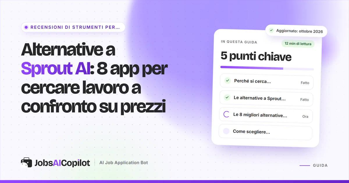 Alternative a Sprout AI: otto strumenti di candidatura a confronto sul prezzo per candidatura, su una copertina viola