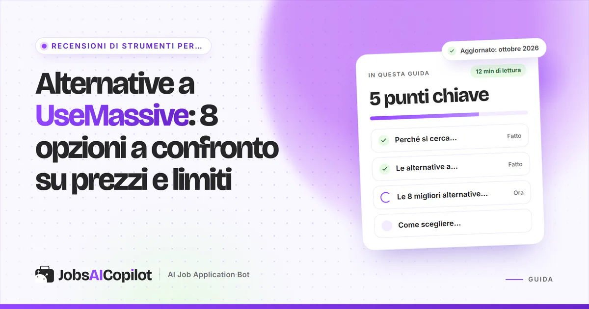 Alternative a UseMassive 2026: otto strumenti di candidatura con IA a confronto su prezzi e controlli di approvazione