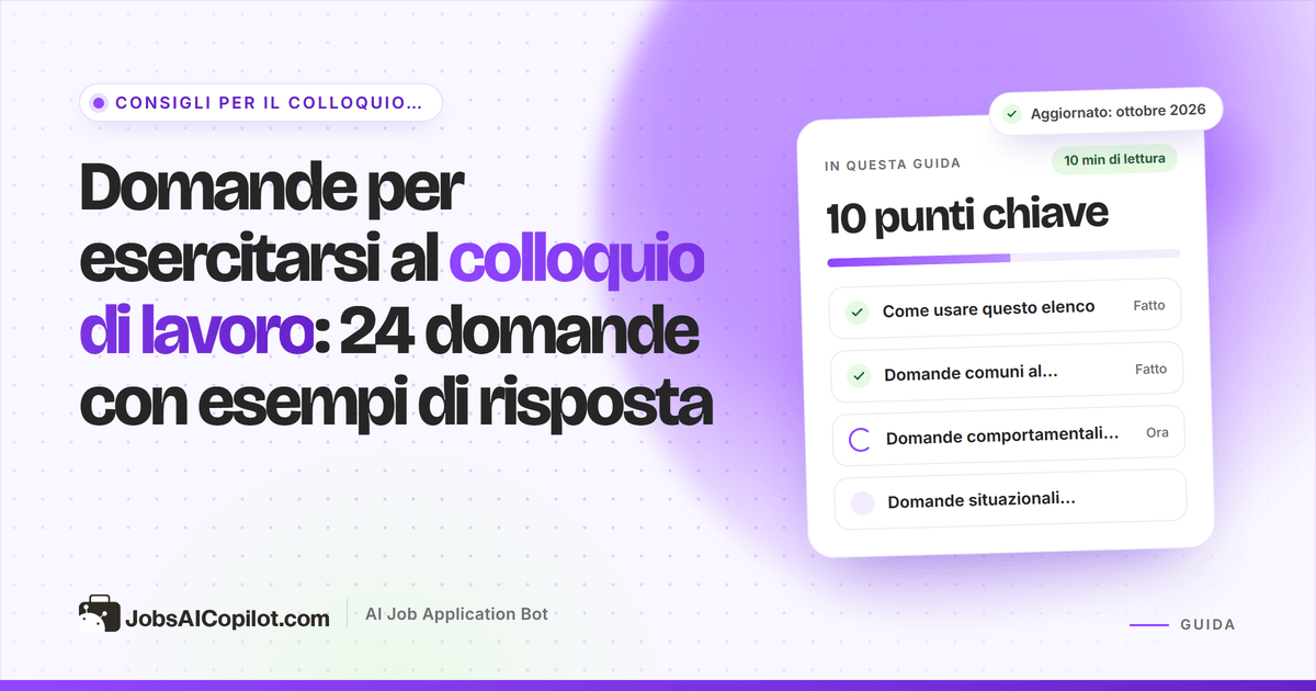 Candidato che si esercita con le domande del colloquio, appunti sul metodo STAR e un elenco di risposte di esempio
