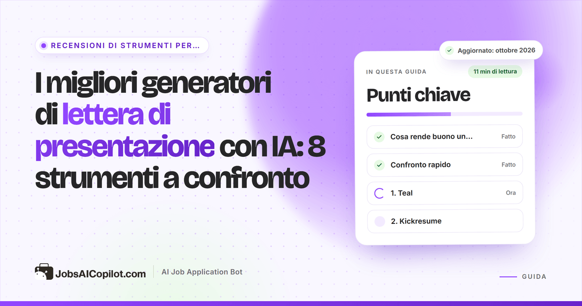 Otto generatori di lettere di presentazione con IA confrontati per piano gratuito, prezzo e adattamento all’annuncio