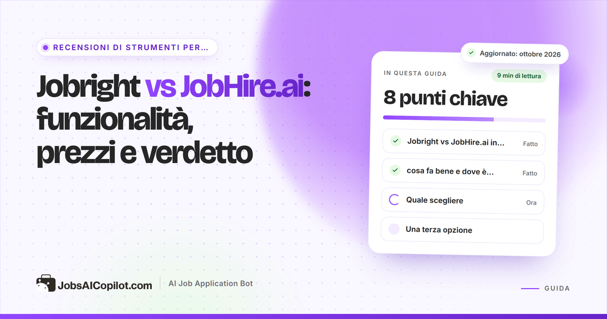Confronto tra Jobright e JobHire.ai su funzionalità, prezzi e condizioni di rimborso