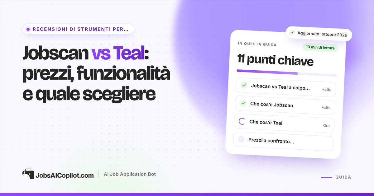 Jobscan vs Teal: report di compatibilità ATS accanto a una bacheca di tracciamento delle candidature salvate