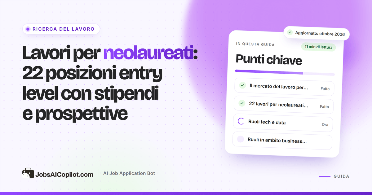 Neolaureati che consultano annunci di lavoro entry level con dati su stipendi e crescita su un portatile