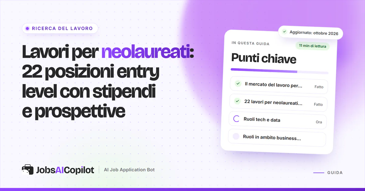 Neolaureati che consultano annunci di lavoro entry level con dati su stipendi e crescita su un portatile