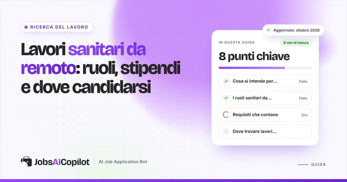 Copertina della guida ai lavori sanitari da remoto: checklist su ruoli, requisiti e dove trovare offerte affidabili