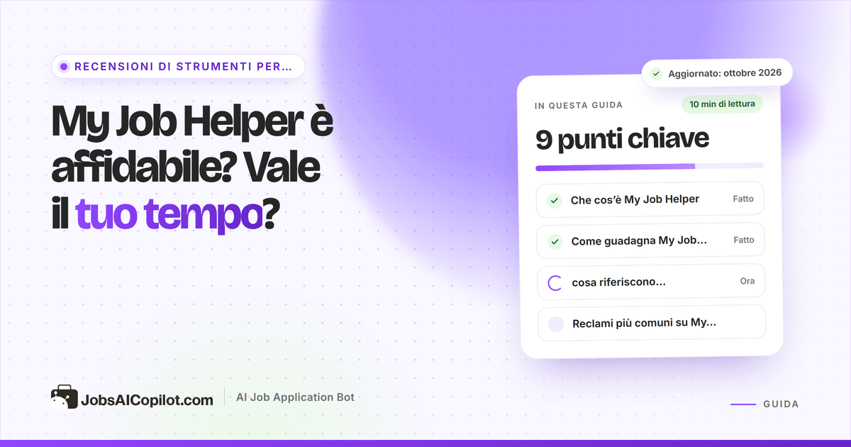 My Job Helper è affidabile? Recensione di MyJobHelper.com, dei suoi avvisi via email e della gestione dei dati
