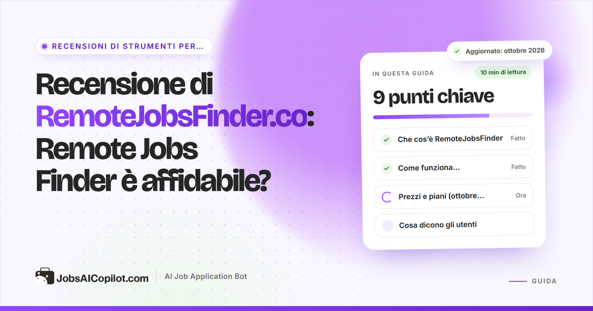 Copertina della recensione di RemoteJobsFinder.co: Remote Jobs Finder è affidabile? Accanto a una checklist
