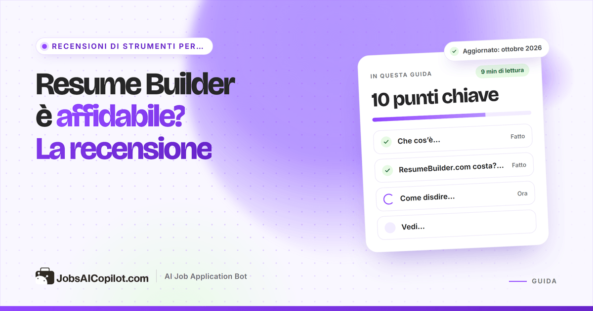 ResumeBuilder.com è affidabile? Recensione di prezzi, disdetta e opinioni degli utenti