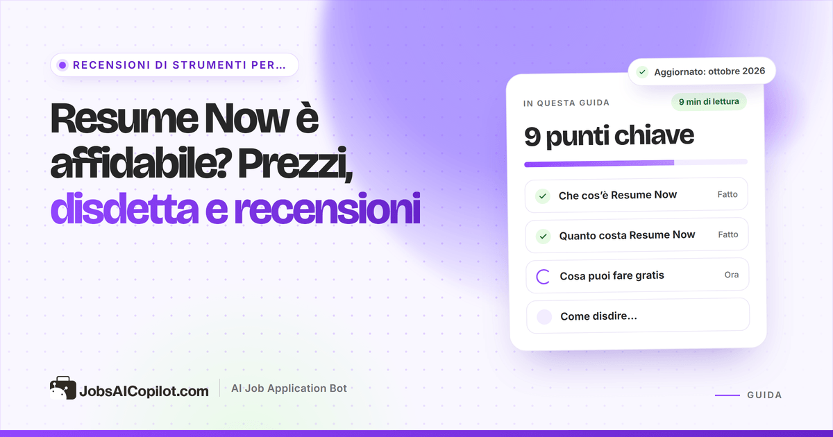Resume Now è affidabile? Recensione di prezzi, disdetta e opinioni degli utenti di Resume Now