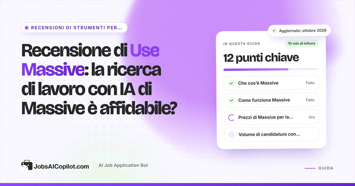 Recensione di Use Massive 2026: come funziona il servizio di candidature con IA di Massive, costi e opinioni