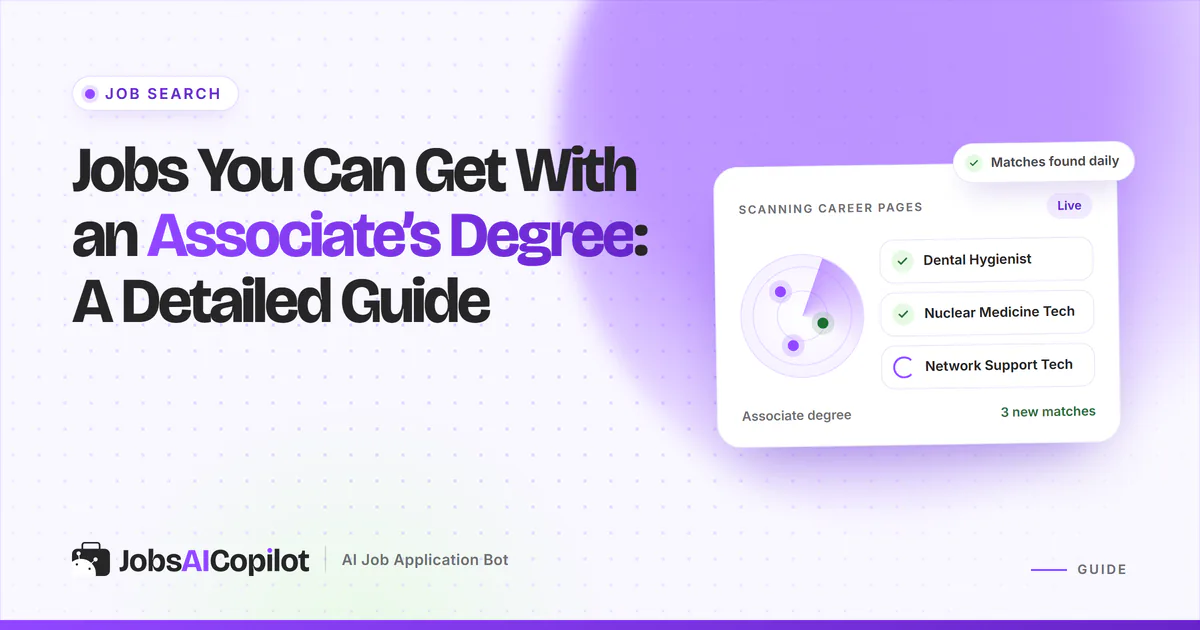 Jobs You Can Get With an Associate’s Degree: job radar card on a JobsAICopilot cover