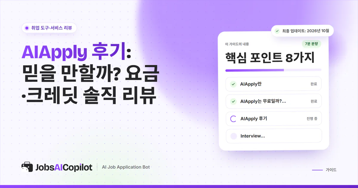 AIApply 후기 표지: 요금과 크레딧, 사용자 평가, 해지·환불 방법, 총평을 정리한 체크리스트