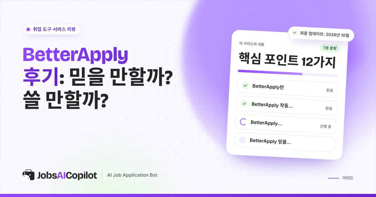 BetterApply 후기 표지: 작동 방식, 요금제, 신뢰성, 사용자 불만을 정리한 체크리스트