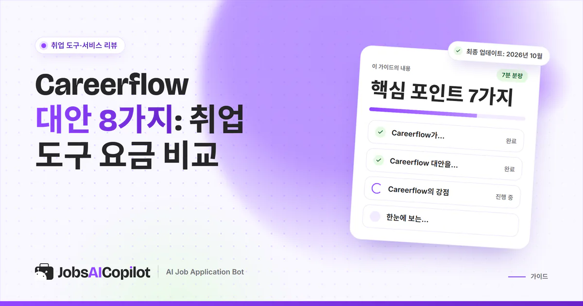 Careerflow 대안 비교 표지: Careerflow의 기능, 대안 비교표, 고르는 기준을 정리한 체크리스트