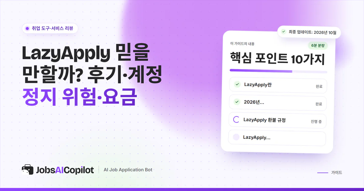 LazyApply 신뢰성 점검 표지: 요금, 환불 규정, LinkedIn 계정 안전성, 사용자 후기