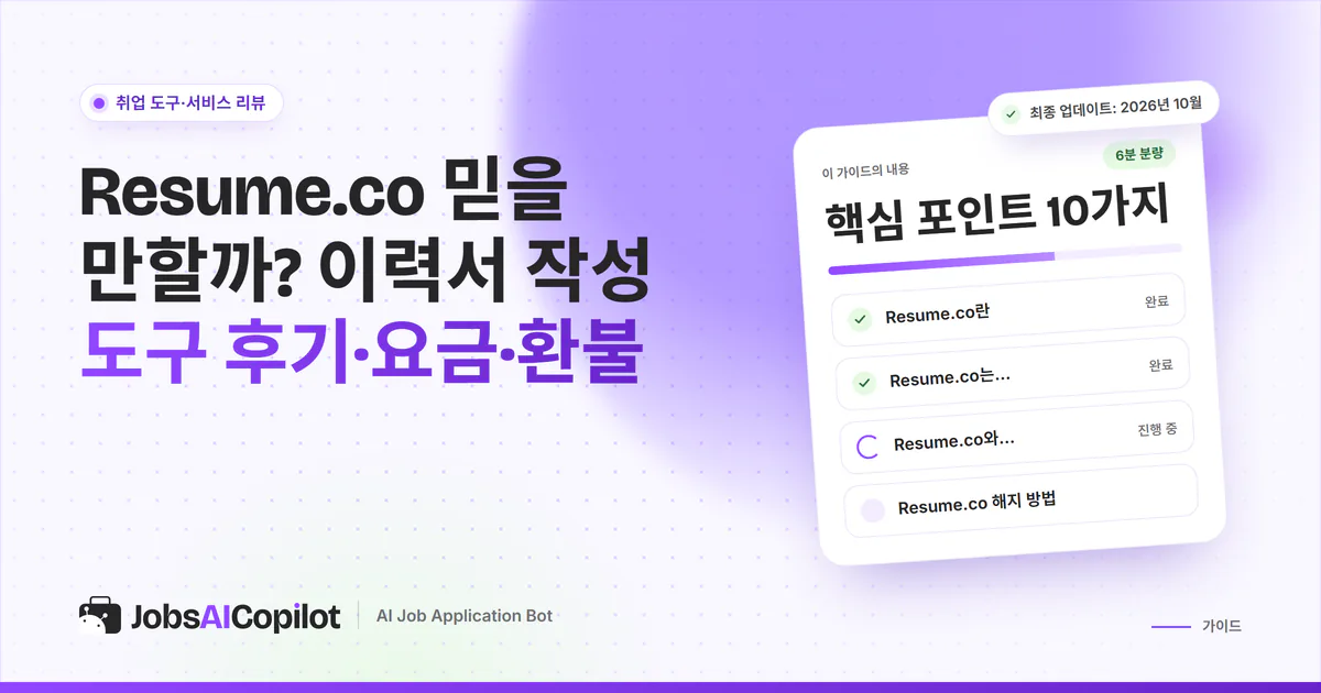 Resume.co 신뢰성 점검 표지: 요금, Resume.com과의 차이, 해지·환불 규정, 사용자 후기