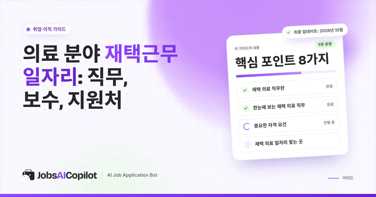 의료 분야 재택근무 표지: 재택 의료 직무의 범위, 직무 비교표, 필요한 자격 체크리스트
