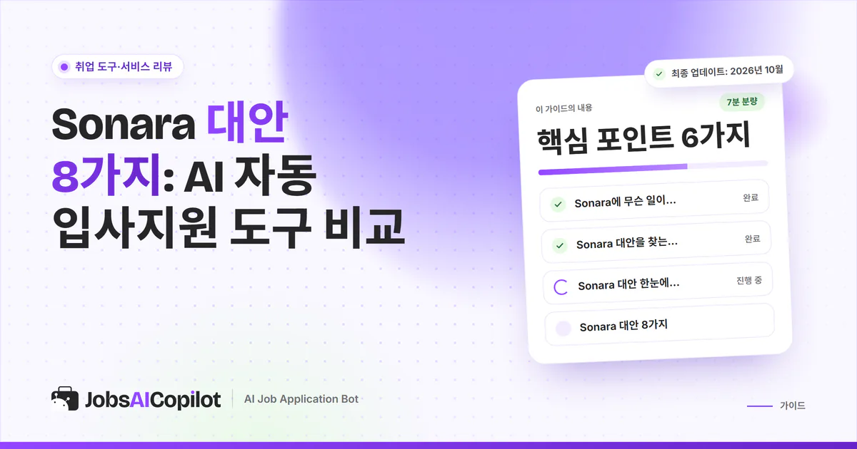 Sonara 대안 표지: 2026년 Sonara 현황, 대안 비교표, 결제 전에 확인할 질문 체크리스트