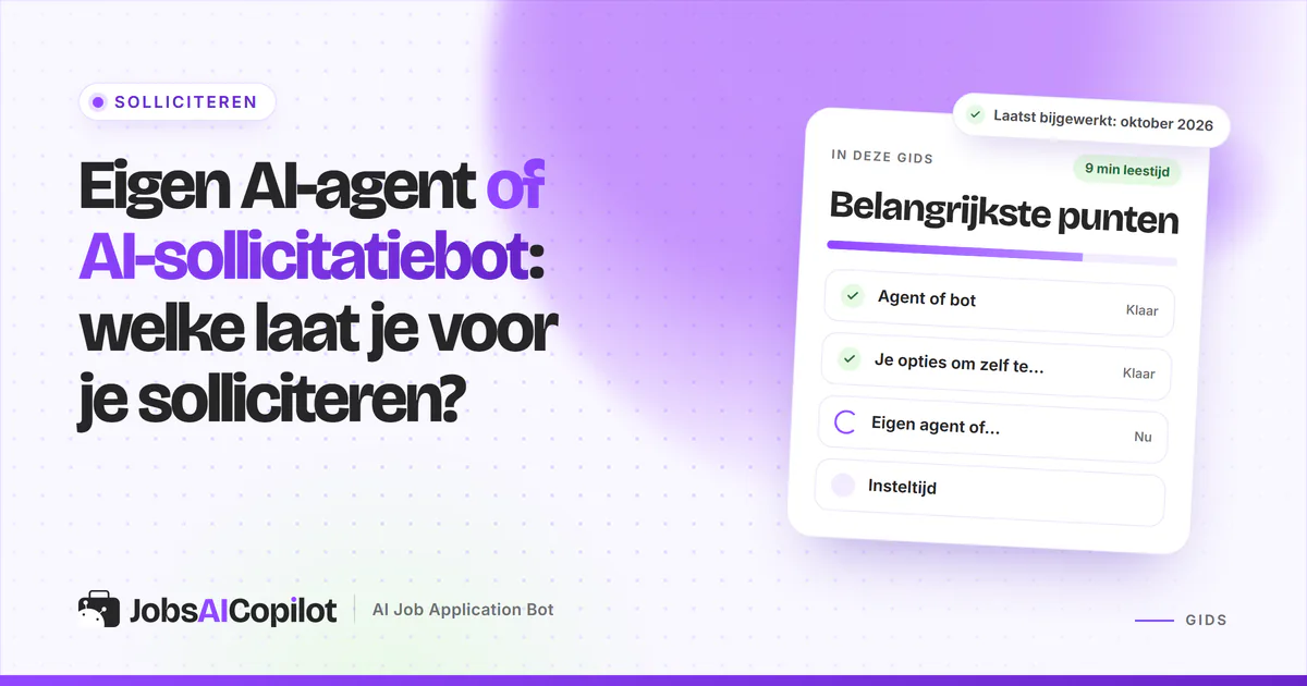 Gesplitst scherm: workflow van een zelfgebouwde AI-agent naast het dashboard van een AI-sollicitatiebot