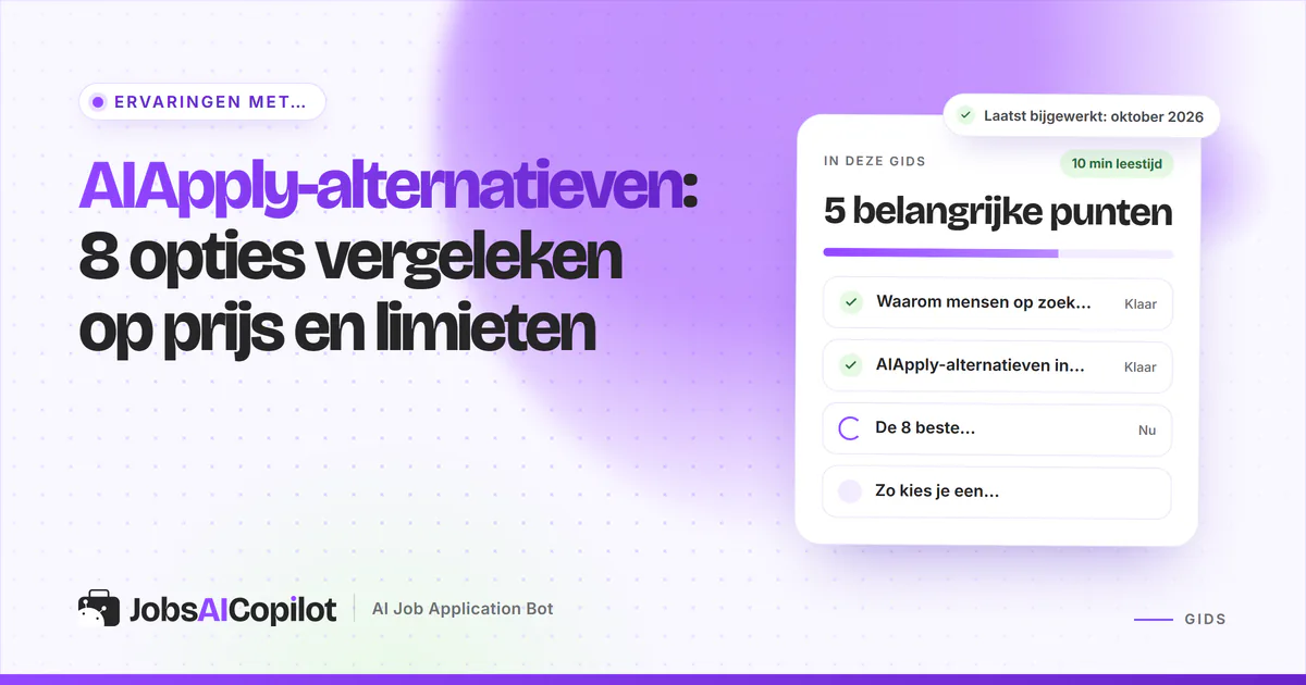 AIApply-alternatieven: JobsAICopilot, Simplify, LoopCV en Jobright op een violette JobsAICopilot-cover