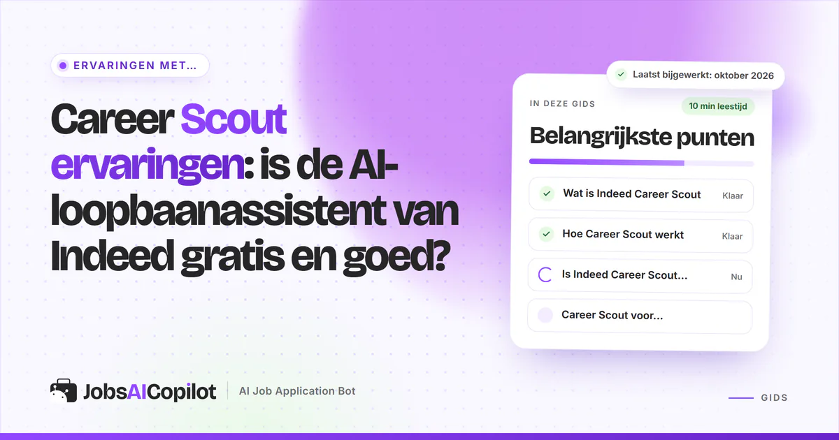 Indeed Career Scout ervaringen 2026: wat de gratis AI-loopbaanassistent doet, de beperkingen en alternatieven