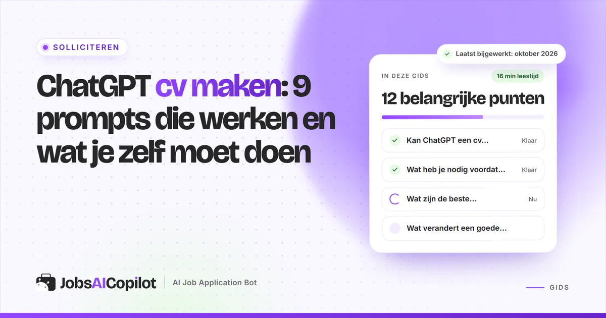 ChatGPT-prompts voor een cv: een chatvenster naast een cv van één pagina met verzonnen getallen die gemarkeerd zijn
