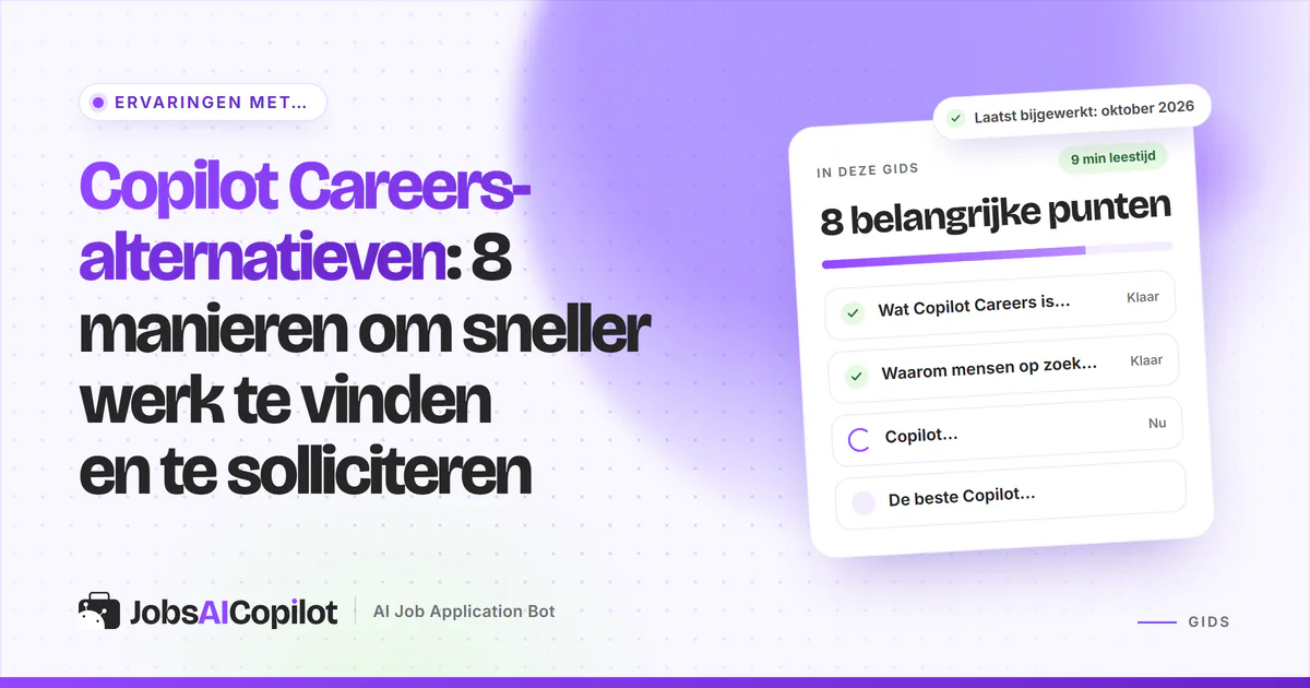 Cover met Copilot Careers-alternatieven: JobsAICopilot, Indeed, de vacaturezoeker van Google en CareerOneStop