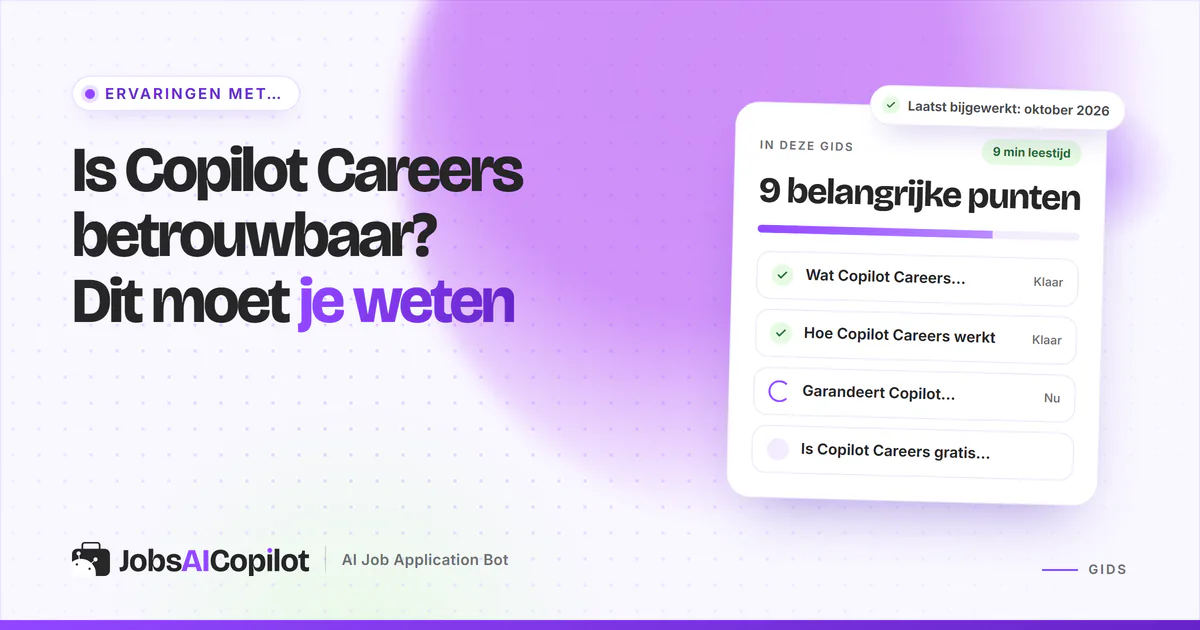 Betrouwbaarheidscheck van Copilot Careers met gebruikerservaringen en alternatieven op een JobsAICopilot-cover