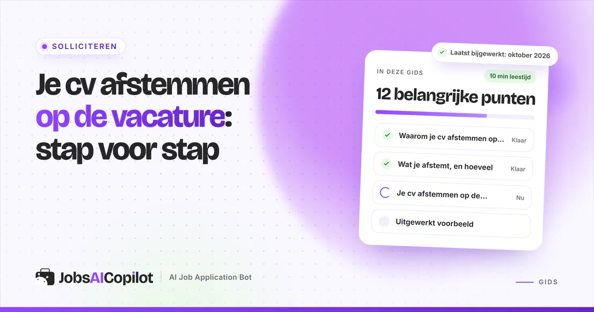 Cv wordt afgestemd op een vacaturetekst, met overeenkomende trefwoorden gemarkeerd in beide documenten