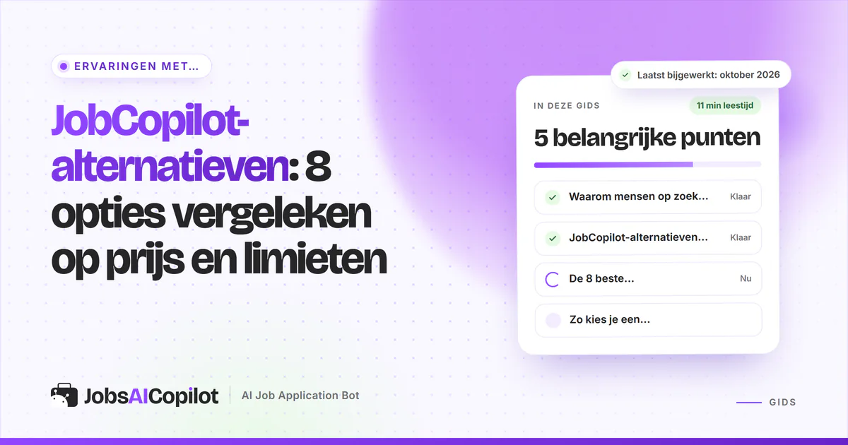 JobCopilot-alternatieven 2026: acht tools vergeleken op prijs, daglimieten en gratis abonnementen