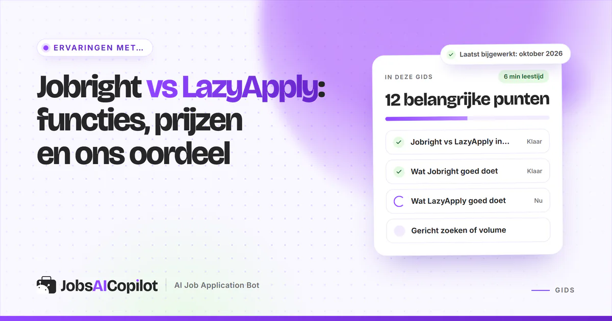 Vergelijkingskaarten van Jobright en LazyApply met een versus-badge op een violette JobsAICopilot-cover