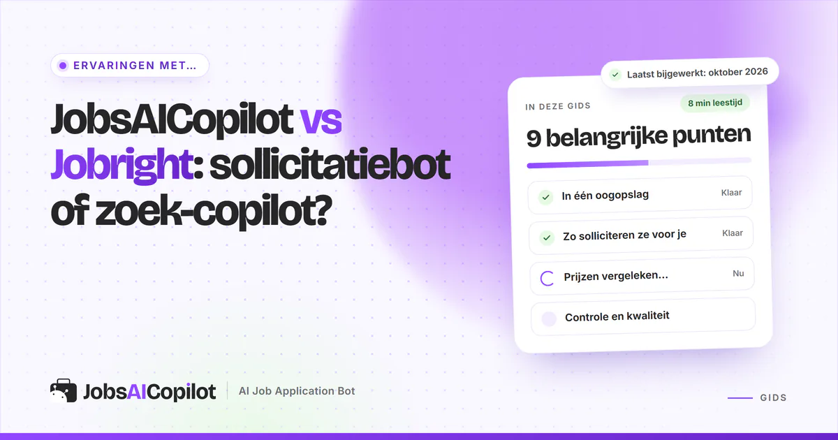 Cover JobsAICopilot vs Jobright: een sollicitatiebot tegenover een AI-copilot voor zoeken en autofill