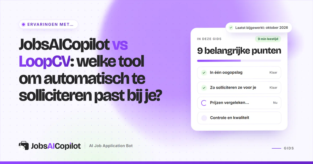 Cover JobsAICopilot vs LoopCV: twee kolommen die prijs, daglimieten en controle-opties afwegen