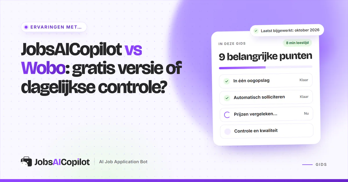Cover JobsAICopilot vs Wobo: swipekaarten om te solliciteren naast een dagelijkse wachtrij met goedkeuringen
