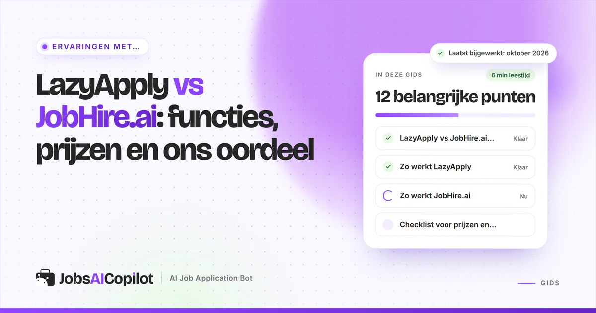 Vergelijkingskaarten van LazyApply en JobHire.ai met een versus-badge op een violette JobsAICopilot-cover