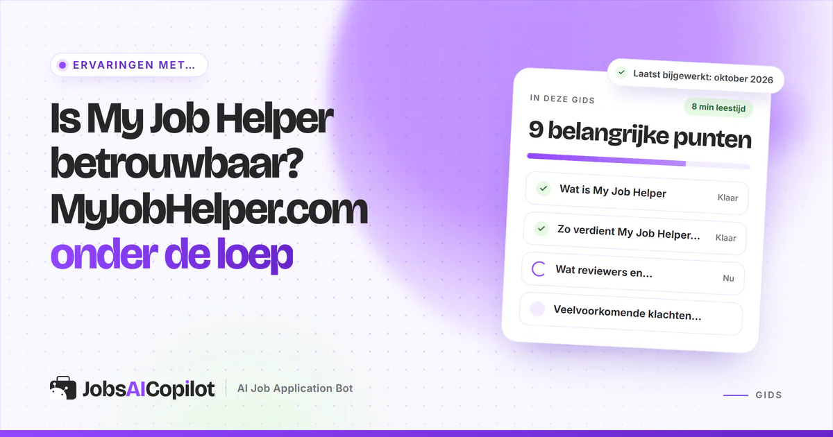 Betrouwbaarheidscheck van My Job Helper: functies, alternatieven en de vraag betrouwbaar of oplichting op een violette cover